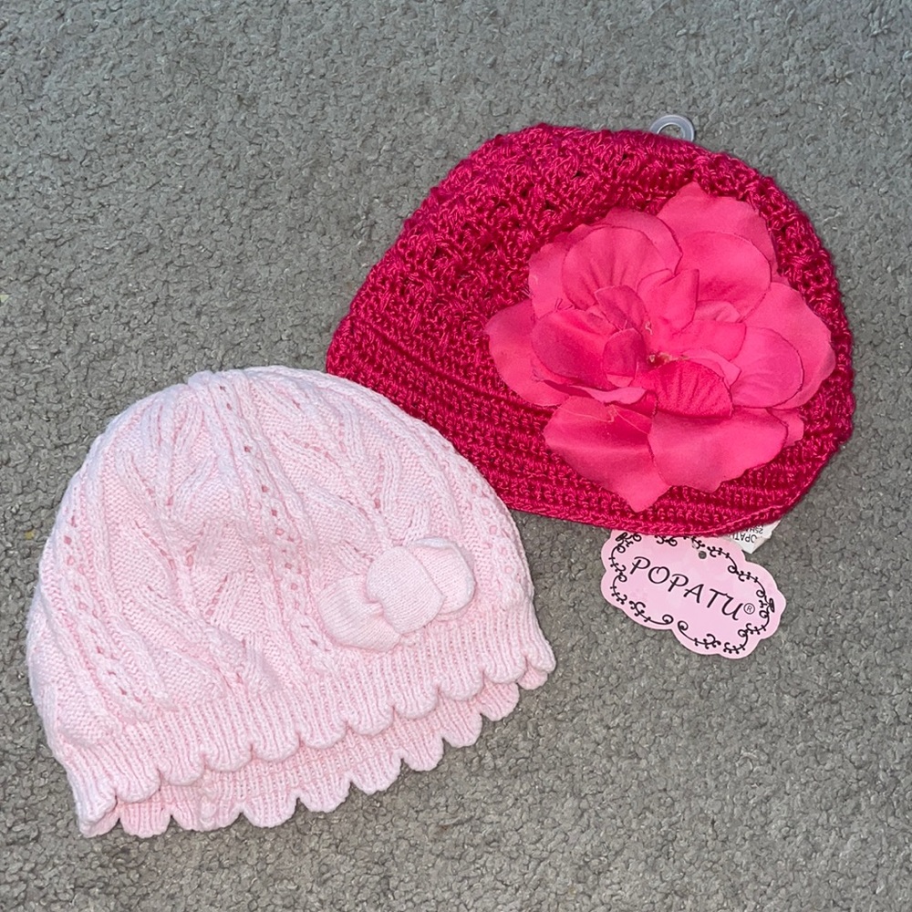 🏷️5 for $25🏷️ 6-12 months girls beanies, set of 2